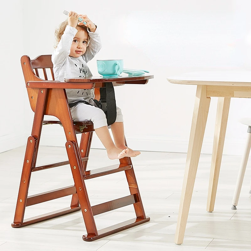 Baby Solid Wood Dining Table and Chair Multifunctional Baby Dining Chair Rocking Horse Child Dining Table Folding Portable Chair