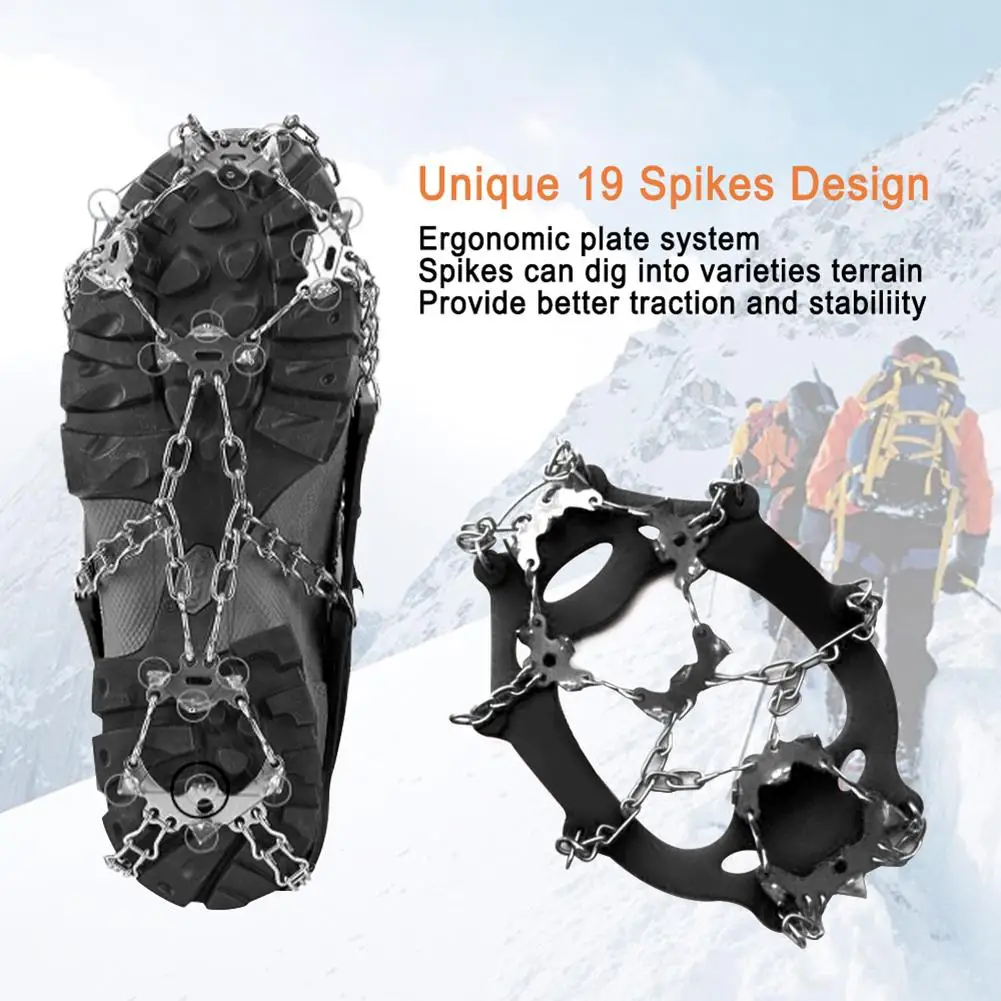 

Durable Crampons Wear-resistant Solid Color Crampons Winter Climbing Anti Slip Shoes Cover 19 Teeth Shoe Spiked Grips Cleats