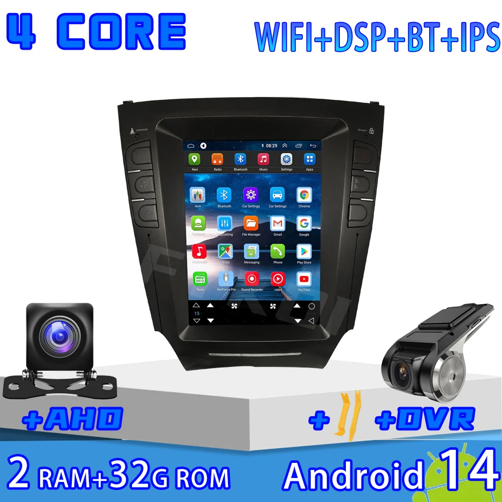 

Автомобильный радиоприемник FYKOI для Lexus IS250 IS300 IS200 IS220 IS350 2004-2012, автомобильный мультимедийный экран Tesla Carplay Android 15 4G WIFI