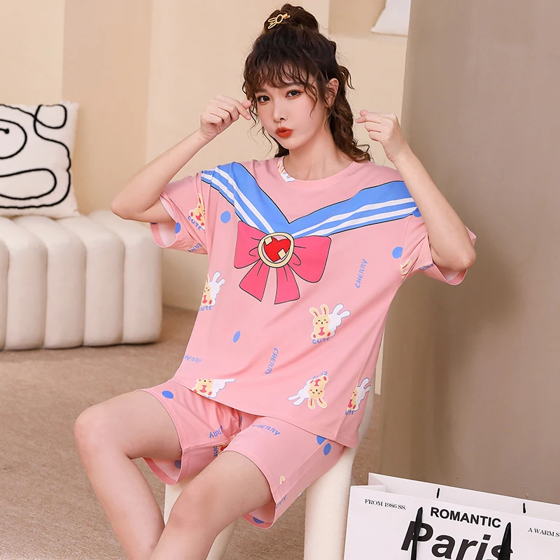 Милые пижамные комплекты с мультяшным принтом Сейлор Мун для женщин Хлопковая