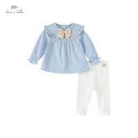 db1220520 dave bella spring baby girls cute bow dots print clothing sets kids girl fashion long sleeve sets children 2 pcs suit