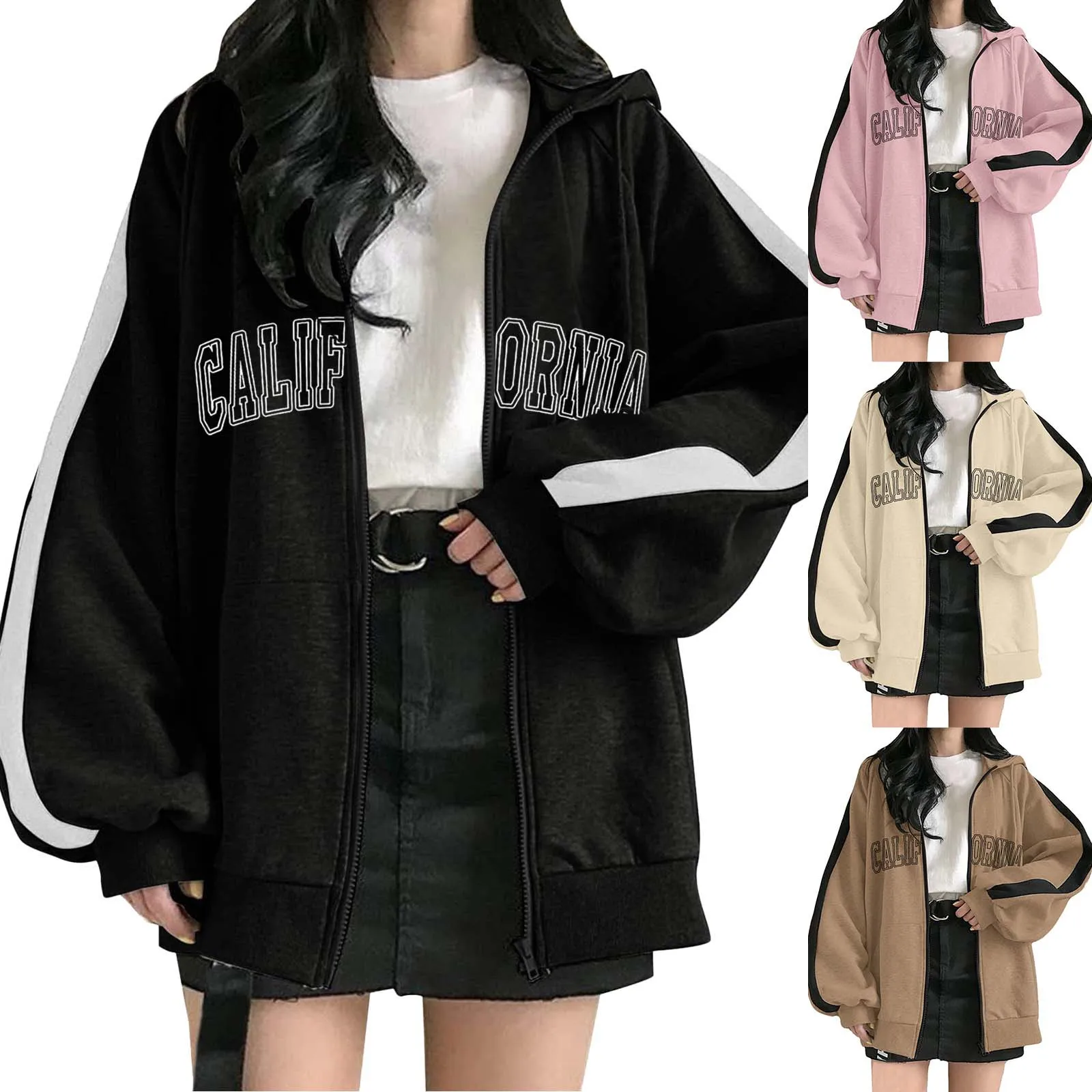 

Womens Hoodie Print Zip Hoodie Sweatshirt Loose Ladies Zip up Hoodies Hoodie with Zipper Shoulders Light Fleece Pullover