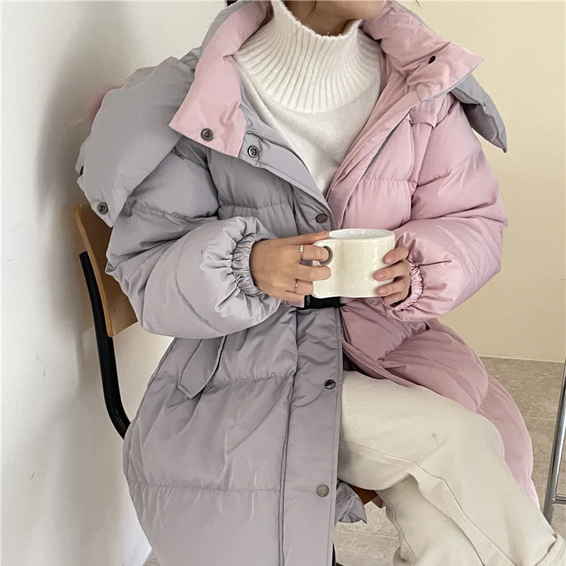 Down Jacket Colorful Women's Winter New Big Fur Collar Design Sense with Belt Slim In The Long Section White Duck Down Jacket