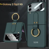 ring bracket shockproof case for samsung galaxy z flip 3 zflip3 shell anti drop protective phone cover lens tempered glass cases