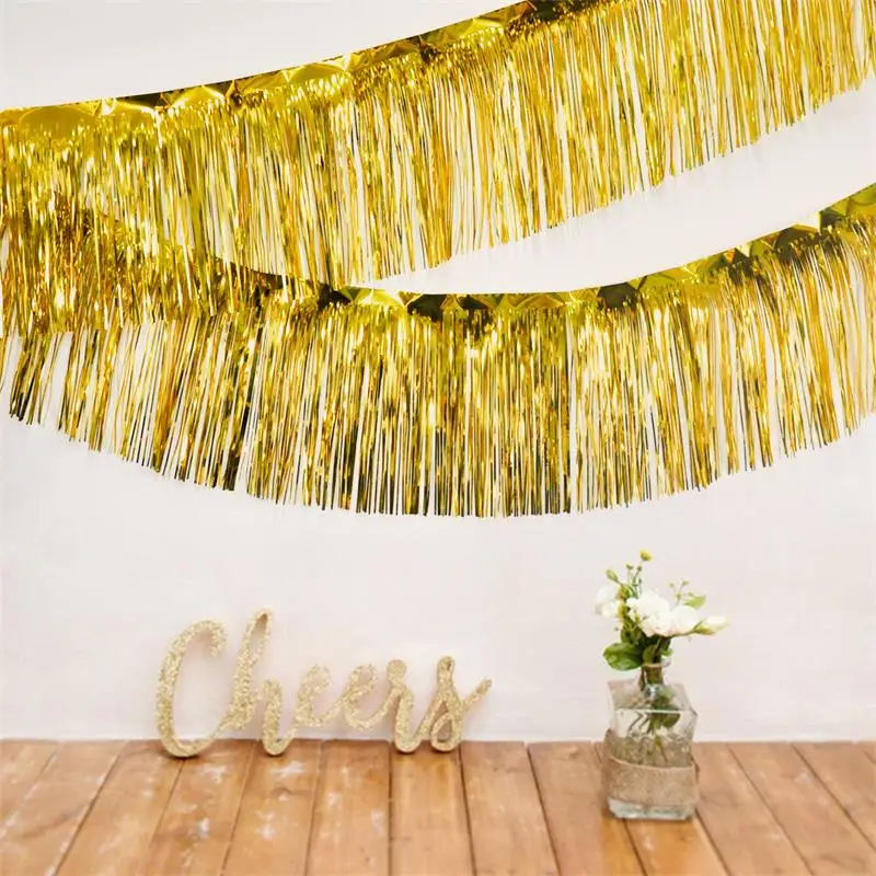 

30CM*3M Gold Silver Tassel Rain Curtain Birthday Party Decoration Graduation Halloween Stage Tassel Wedding Scene Decoration