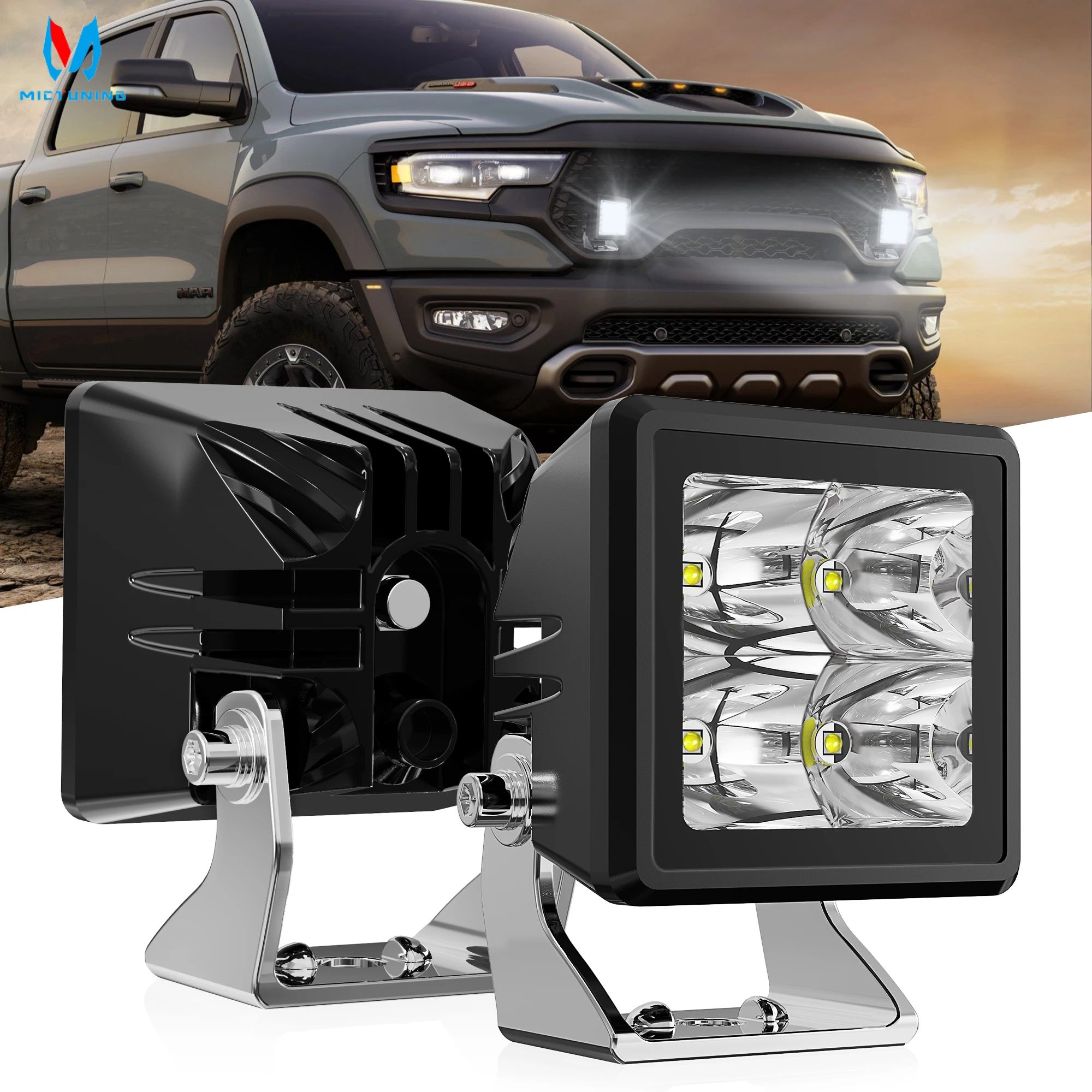 MICTUNING 20 Вт светодиодный рабочий фонарь 2 шт. безель светодиодные прожекторы для