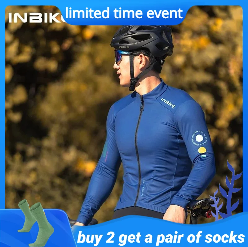 Вело-Джерси Inbike мужское с флисовой подкладкой Теплая эластичная ткань рубашка
