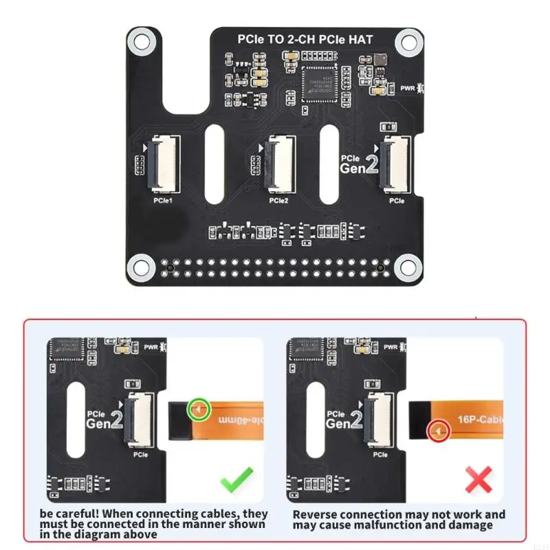 E21E 2 Lane PCLE Плата PCIE TO 2CH ADAPTER 16PIN CONNCTING для RPI 5 DIY Projects и образовательное