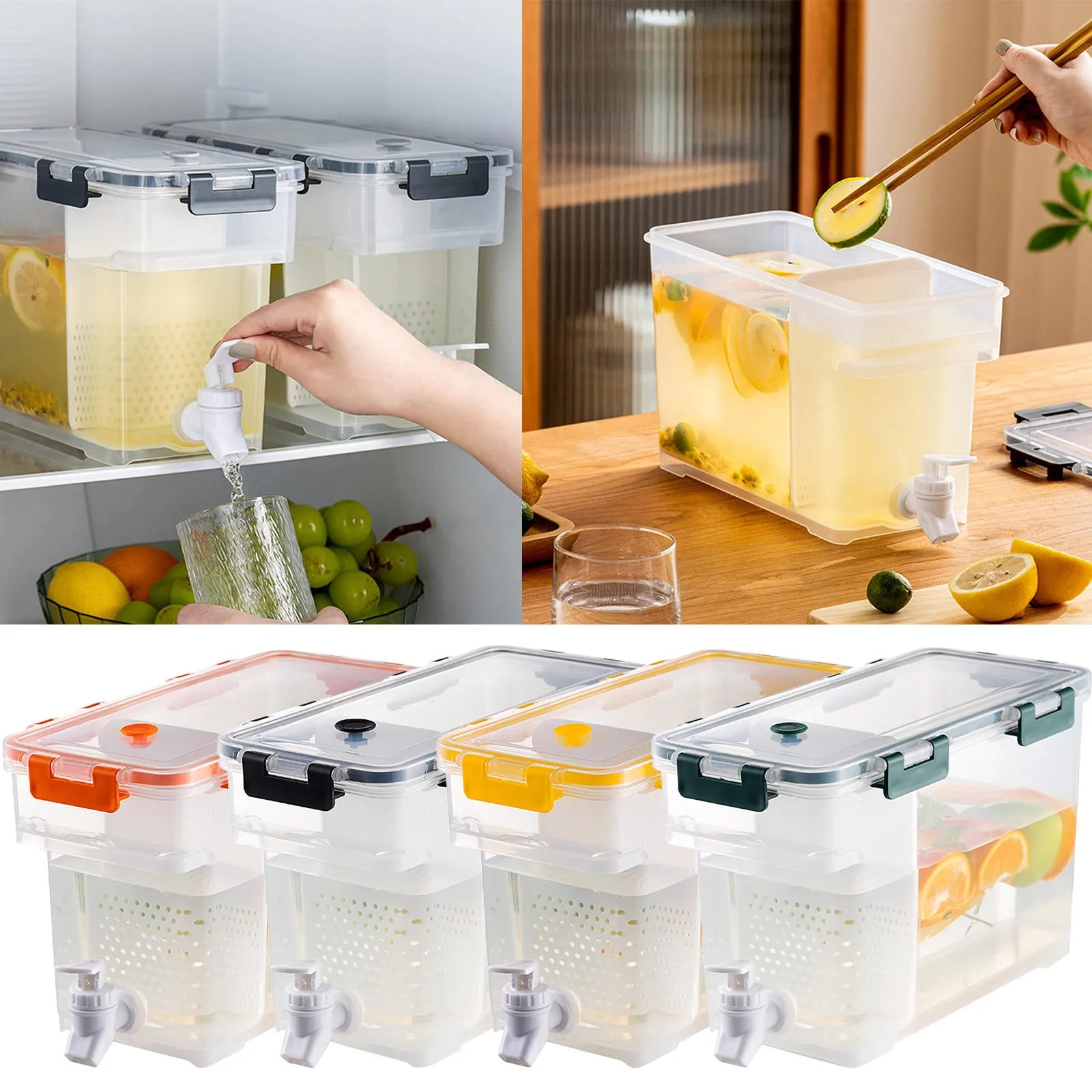 

Cold Kettle With Faucet In Refrigerator 3.5L Large Capacity Storage For Fruit Juice Dispenser With Rice Container Storage 25lbs