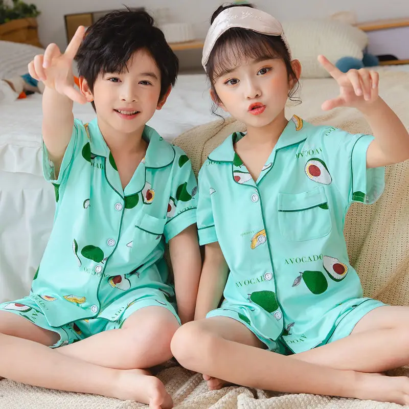 Новый комплект Подростковая Пижама с авокадо летняя коротким рукавом Детская