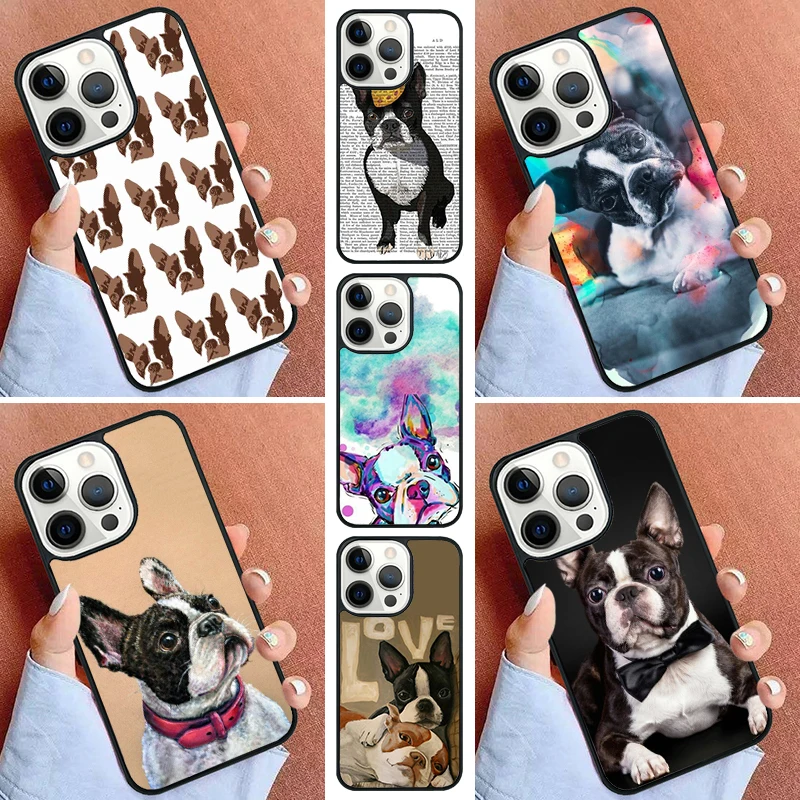 Чехол для телефона с собакой Бостон-терьером iPhone 16 15 14 Pro 11 13 12 Mini Max SE 2020 6s 7 8 Plus