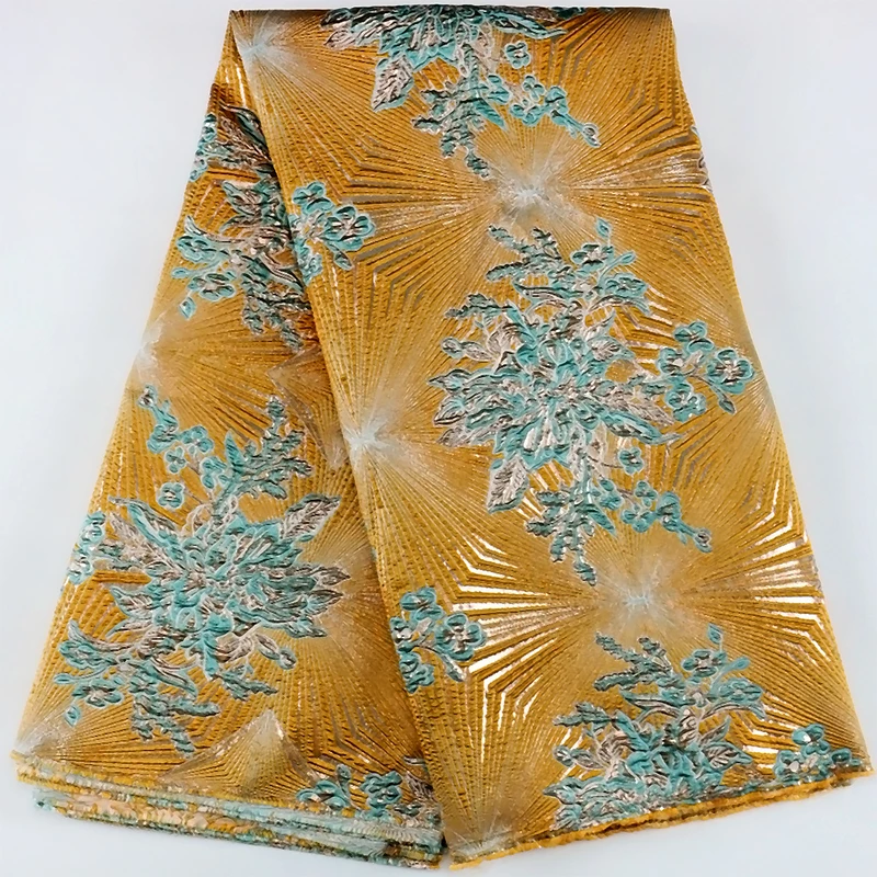 Золотая Африканская Кружевная Ткань Высокого Качества Нигерийский Жаккардовый