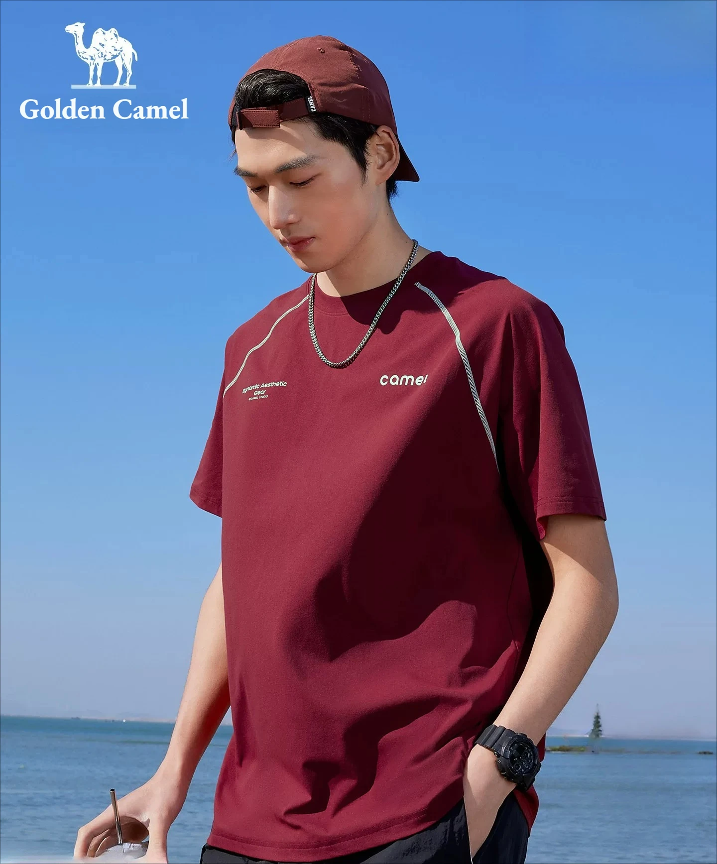 Фото Мужская быстросохнущая спортивная футболка Golden Camel с коротким рукавом, летняя повседневная футболка для бега с круглым вырезом, влагоотводящая, для тренировок и спортзала, коллекция 2026 года №4
