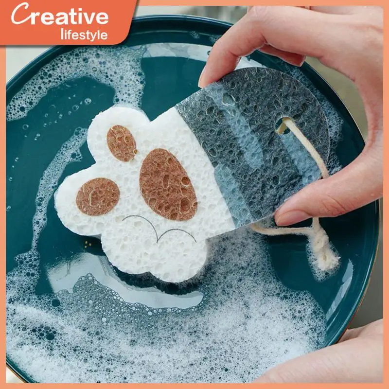

Cartoon Scouring Pad Compressed Absorbent Oil Dishcloth 3 Colors Wipe Kitchen Accessories Convenient Dishwashing Sponge