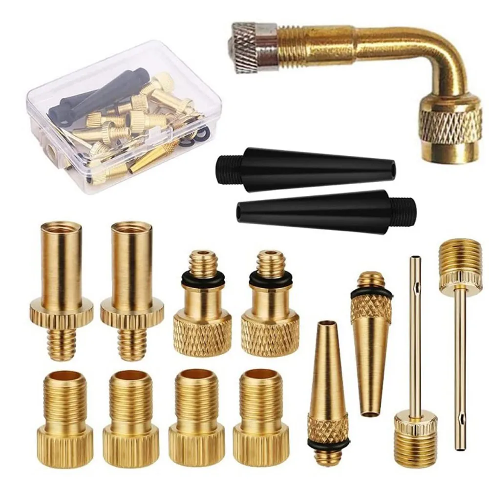 

Bicycle Valve SV AV DV Adapter Set MTB Mountain Bike Tire Pump Adapter Kit Copper Bike Valve Adapter Set Inflator Pump Accessory