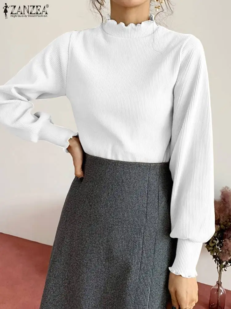 

Осенняя модная Однотонная рубашка ZANZEA 2022, повседневные праздничные блузы, Женские базовые Топы, туника, элегантная женская блузка с длинным...