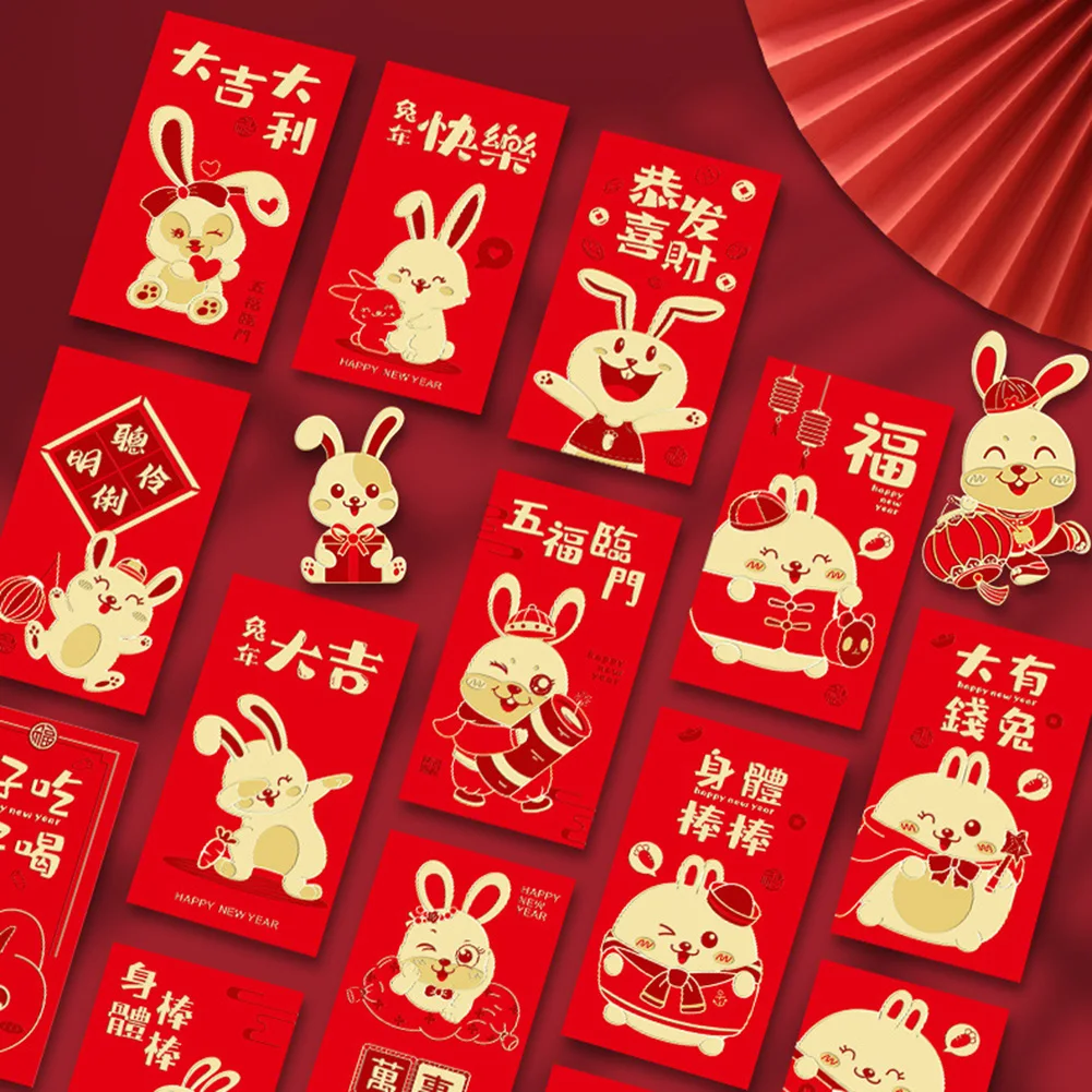 

New 2023 Year Of The Rabbit Red Packet Cartoon Packing Bag New Year Spring Festival Birthday Hongbao For Lucky Money To Families