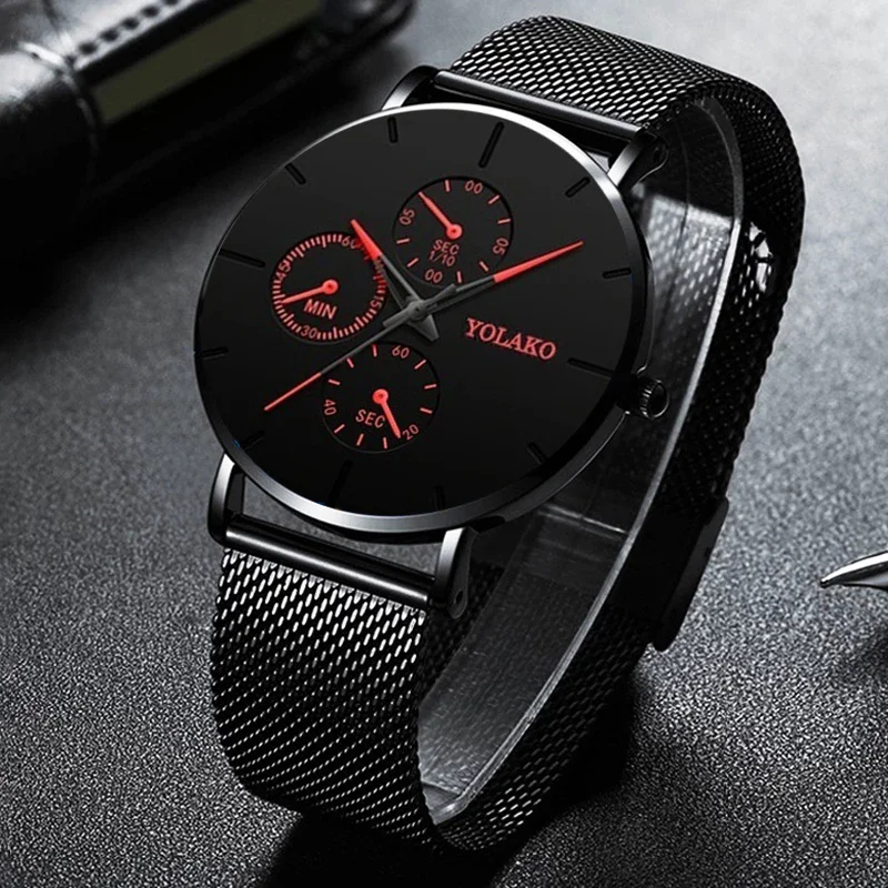 

Men's Fashion Watch Stainless Steel Mesh Calendar Quartz Sports Watch Business Casual Watch Ultra Thin Minimalist Men's Watch