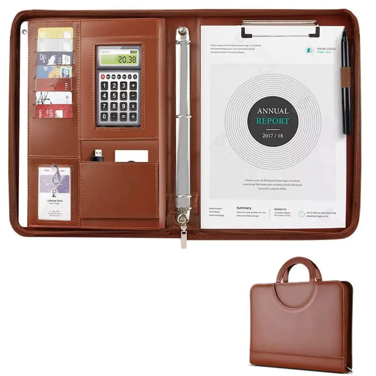 Папка-портфель А4 на молнии для документов, чехол-портфель из искусственной...