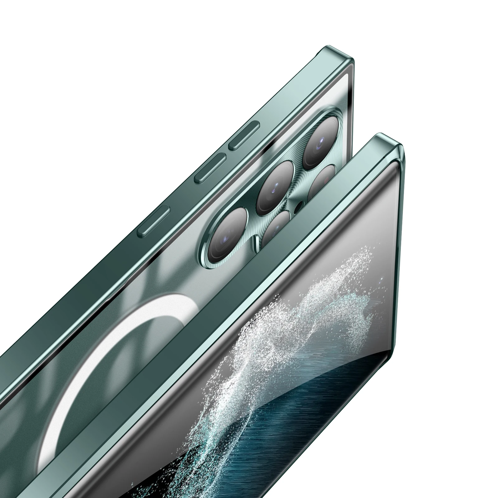 NEW Magnetic Magsafe case For Samsung Galaxy S22 S21 Plus Ultra Metal aluminium alloy Glass frosted protective ultra-thin cover
