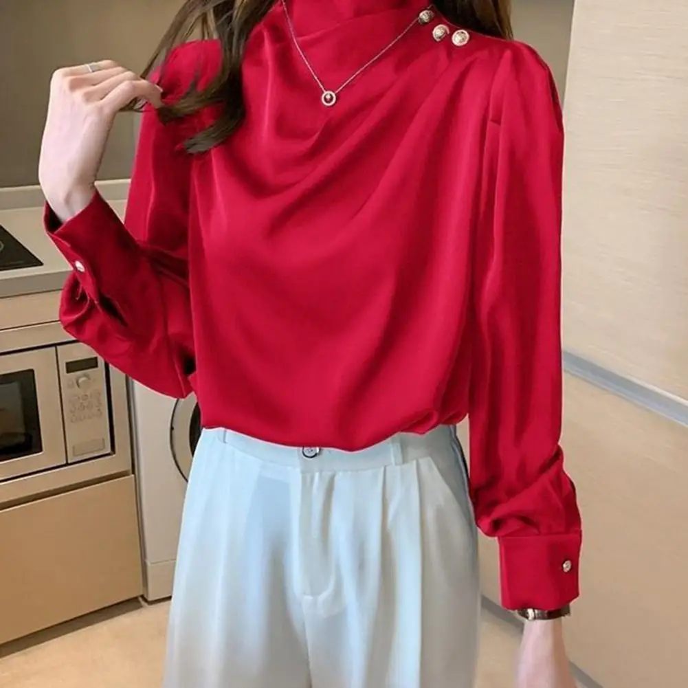 

Модная популярная одежда, женская рубашка, привлекательная женская блузка из полиэстера, Однотонный женский пуловер с длинным рукавом, руб...