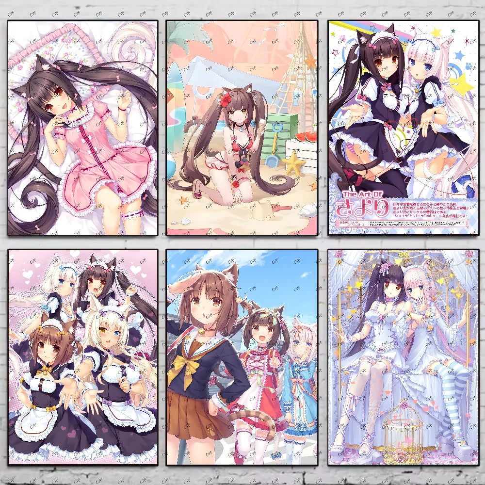 Nekopara Neko Para Chocola Vanilla аниме классический постер HD арт липкая стена