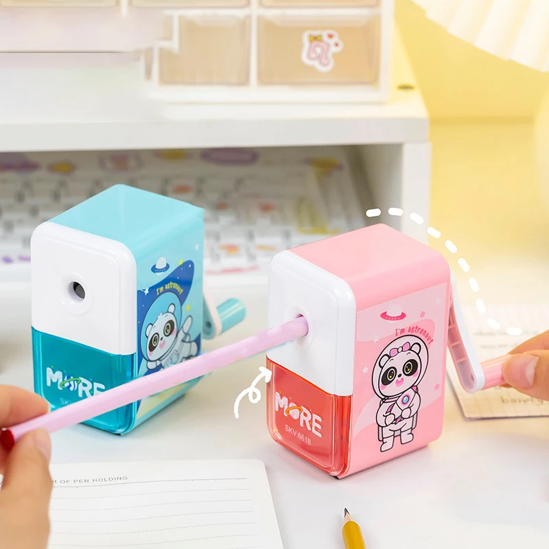 

Cute Cartoon Astronaut Design Pencil Sharpener Manual Hand Crank Pencil Cutter Kawaii Stationery Student Kid Gift School Office
