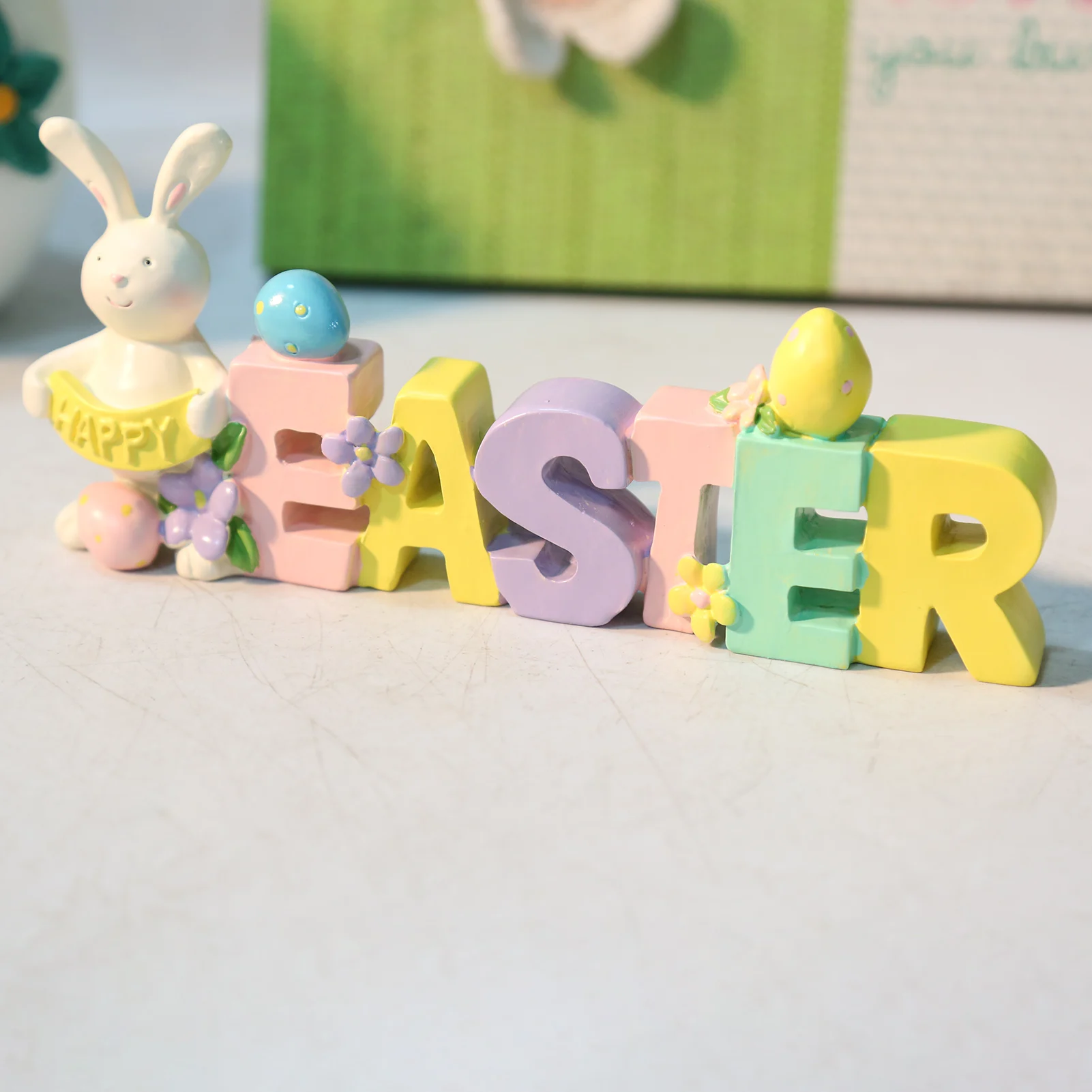 

Hand-Painted Easter Bunny DecorResin Bunny Statue Easter Decor Resin Bunny And Egg Centerpiece Decoration For Easter Season