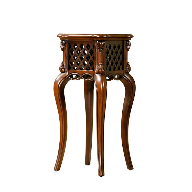 

American Country Solid Wood Flower Stand European Retro Living Room Floor Plant Bonsai Stand