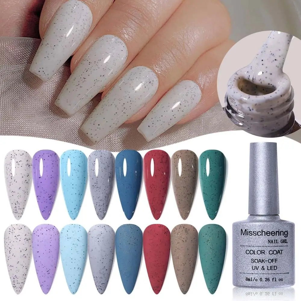8 Colors Sea Salt Sand Grains Nail Polish Gel Popular Color Coral Light Therapy Nail Salon Semi-Permanent Soak UV Gel Varnish