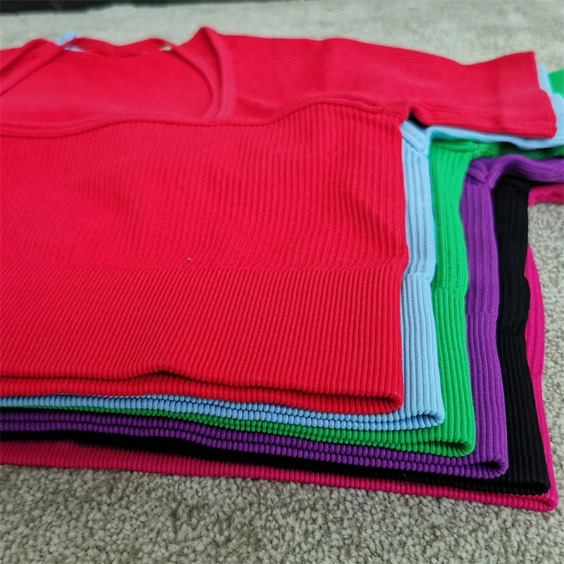 Women Yoga T-Shirt Seamless Female Fitness Crop Top Workout Gym Training Shirts Athletic Short Sleeve Yoga T-shirts Sportswear