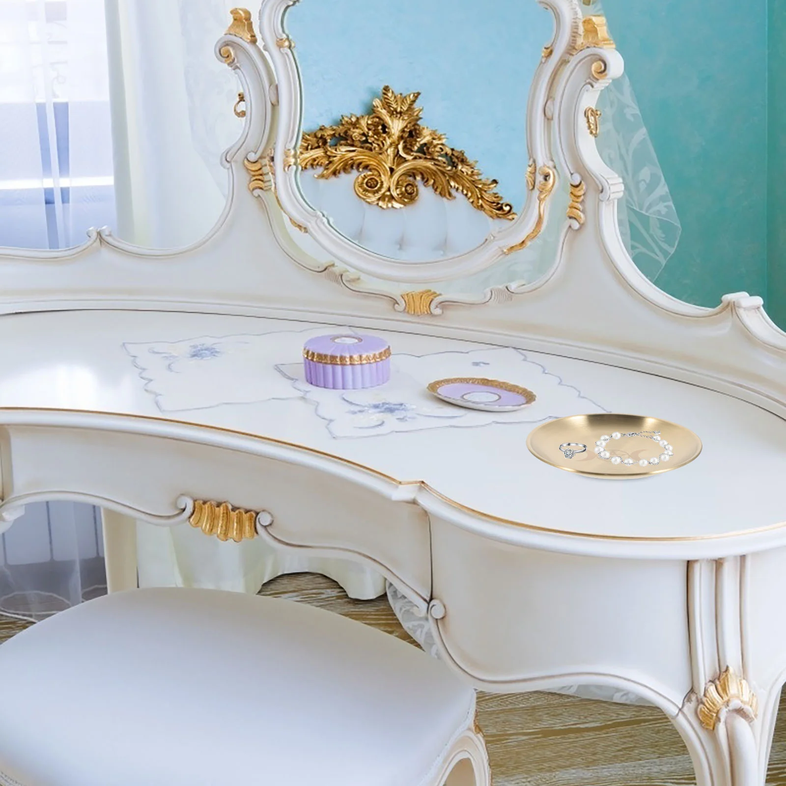 Декор декоративный поднос пентакль трехфазный лунный золотой диск ящик для