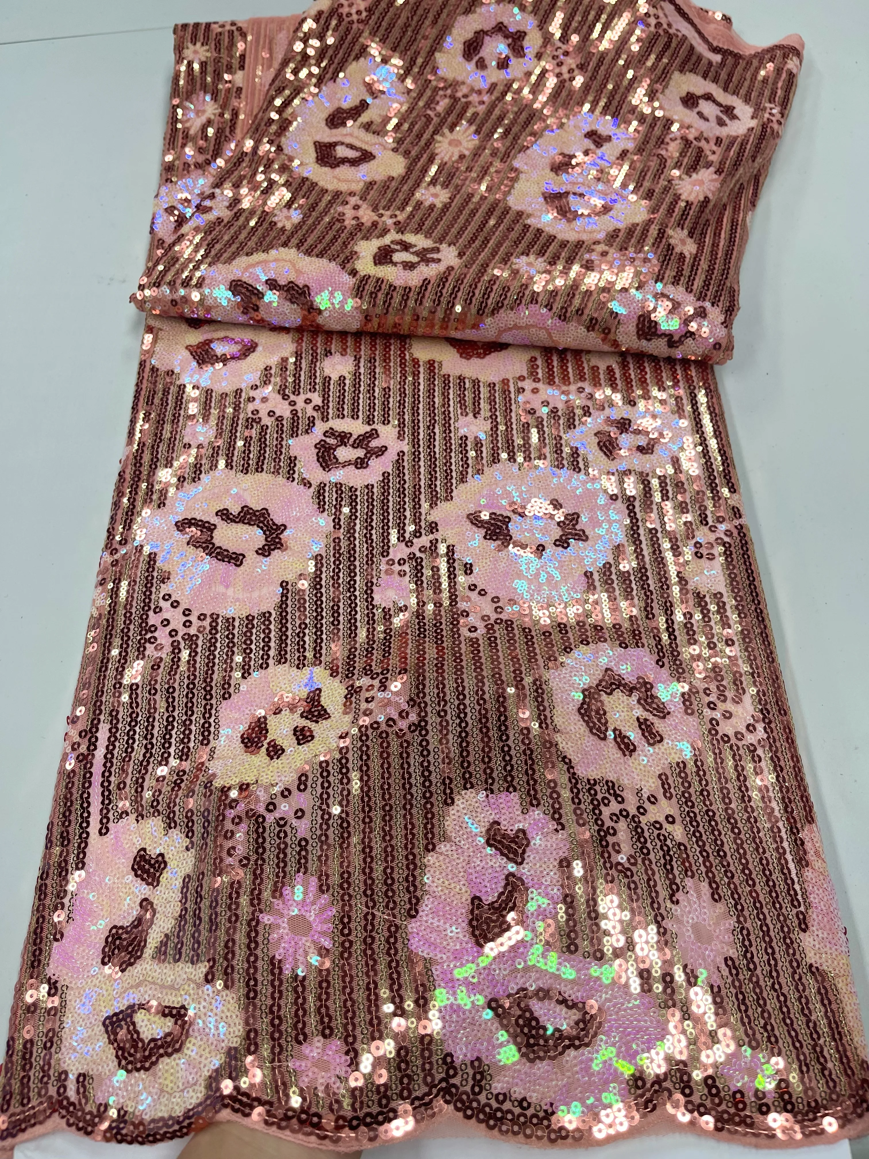 

Luxury 3D Flower French Lace Fabric For Women Wedding Nigerian Handmade Beaded Tulle Fabric Embroidered Mesh Dress FJY22