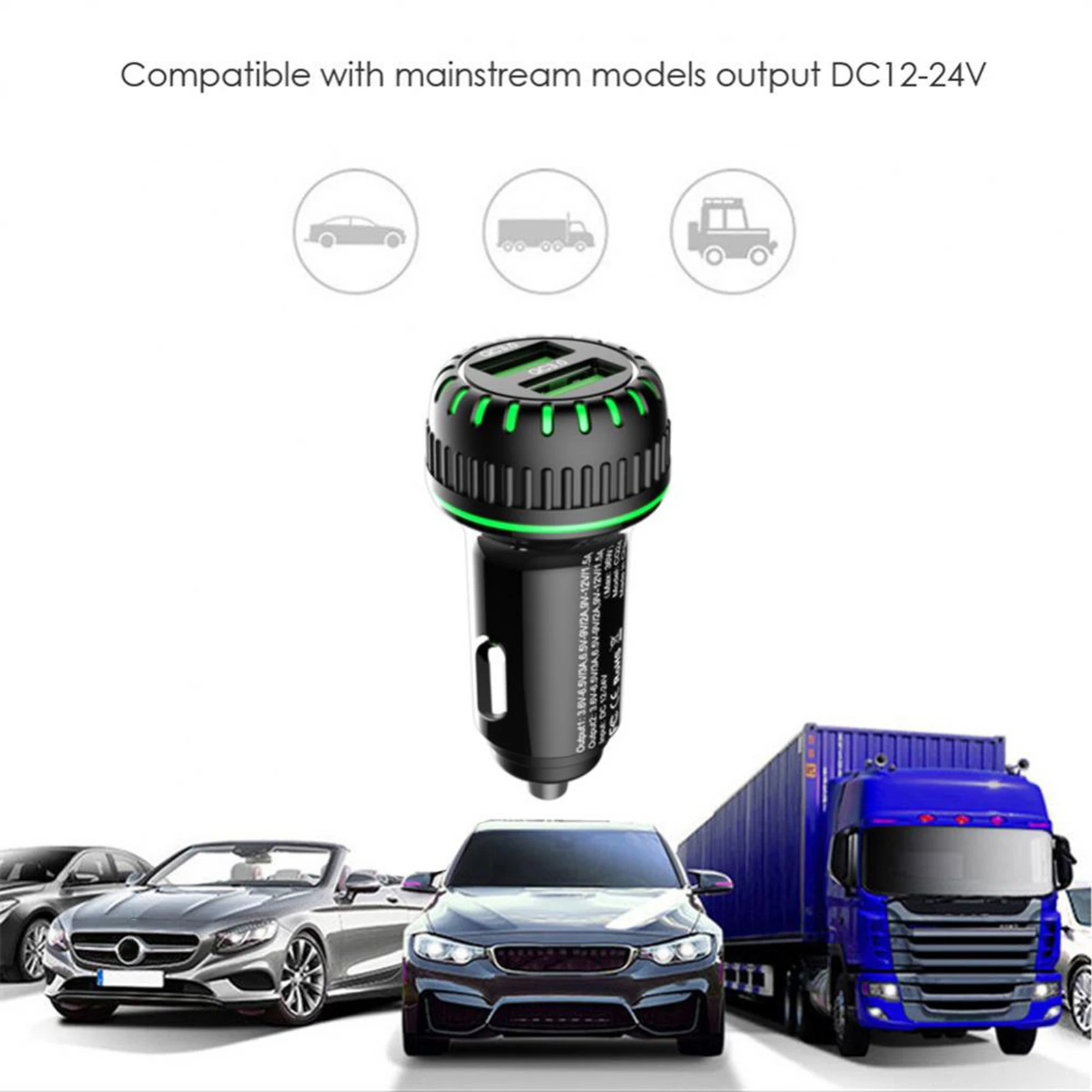 

Автомобильное зарядное устройство с двумя USB-портами, 36 Вт