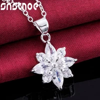 925 sterling silver 16 30 inch chain aaa zircon snowflake pendant necklace for women engagement wedding fashion charm jewelry