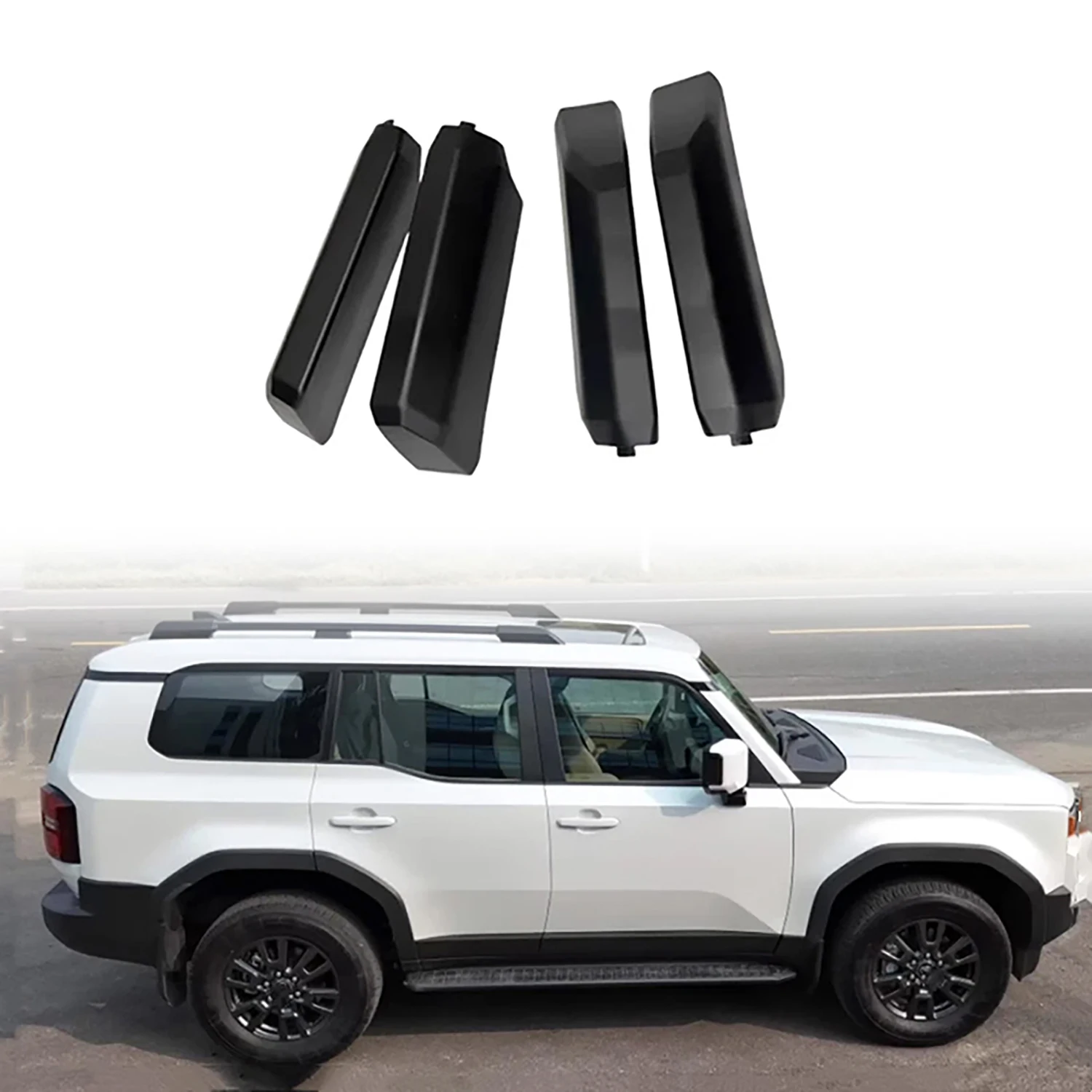 

Для Toyota Land Cruiser Prado LC250 2024-2025 автомобильные рельсы на крышу, торцевая крышка, защитная крышка, черный внешние аксессуары, 4 шт.