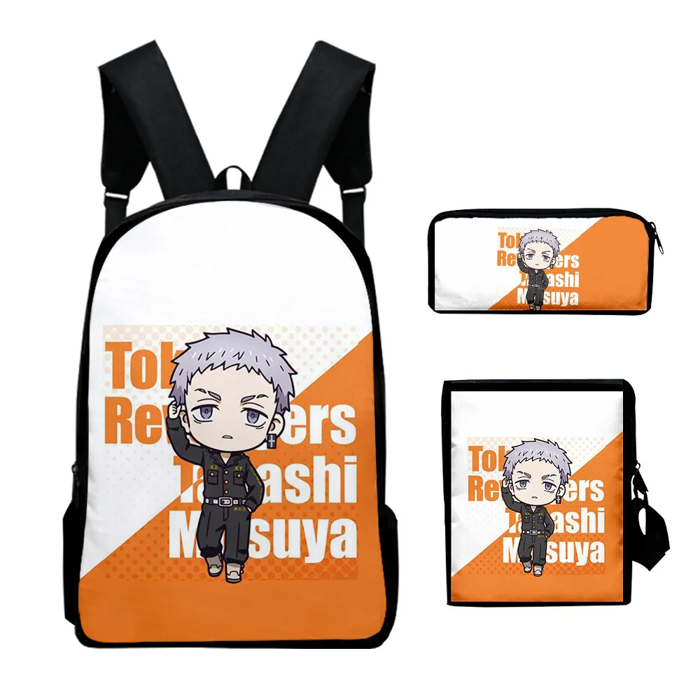 

Fashion Trendy Tokyo Revengers Q 3D Print 3pcs/Set pupil School Bags Laptop Daypack Backpack Inclined shoulder bag Pencil Case
