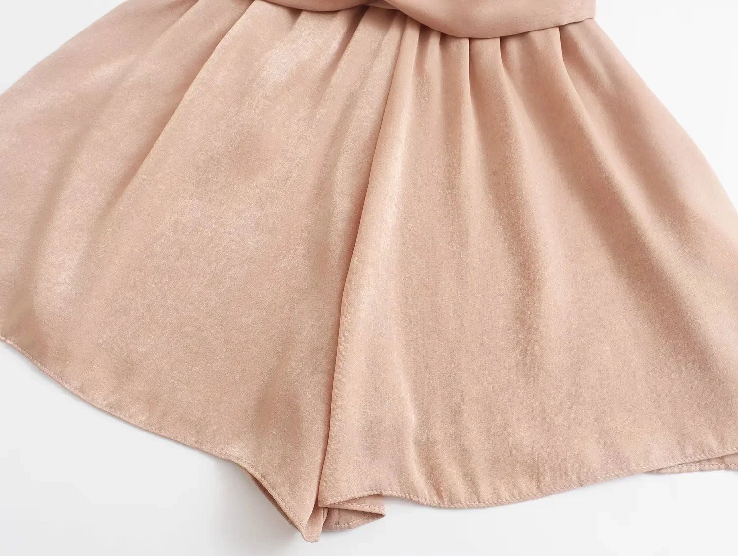 Dave&Di Champagne Silk Satin Sashes Loose Playsuits Women England Style Fashion PlaysuitsTops