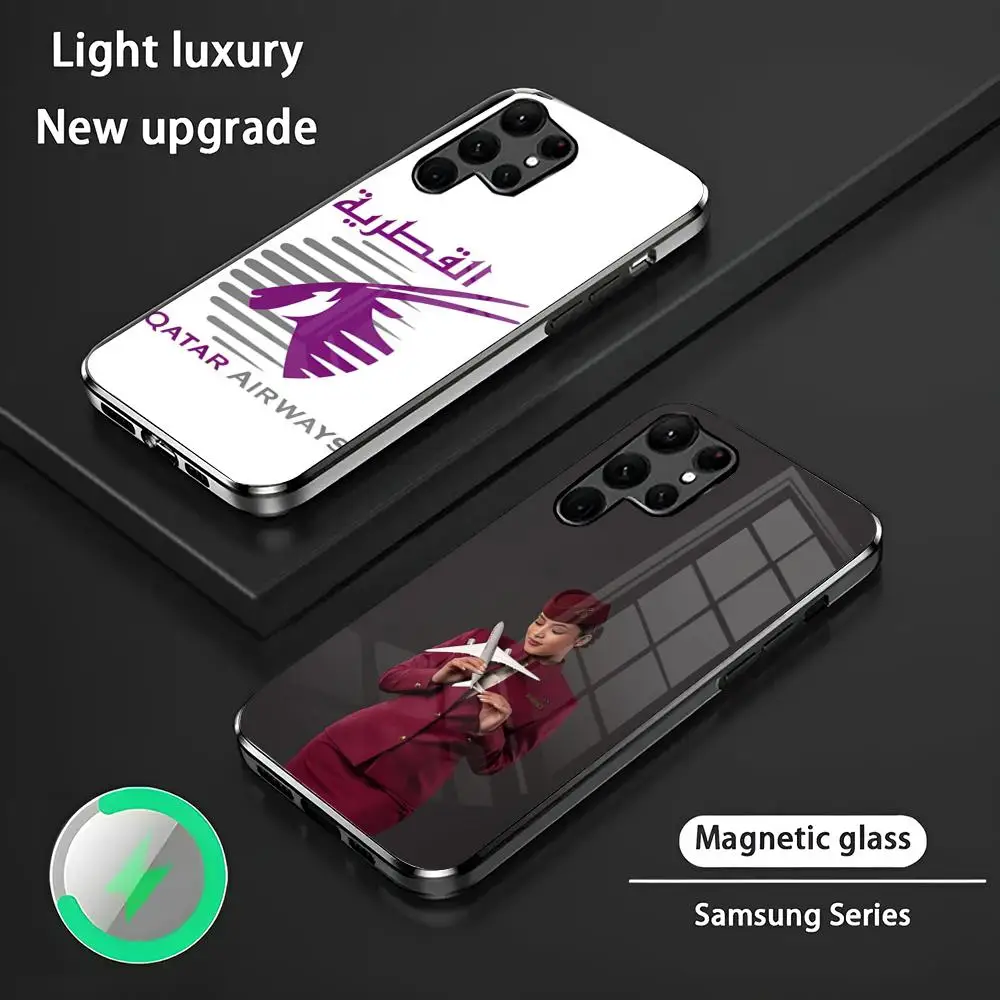 Чехол для телефона Qatar Airways S24 Ultra чехлы Celulares Samsung S23 S22 S21 S20 Plus Note20 стеклянный