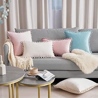living room 30x50 45x45 50x50 55x55 soft velvet cushion cover with pompom sofa throw pillow case decorative for couch
