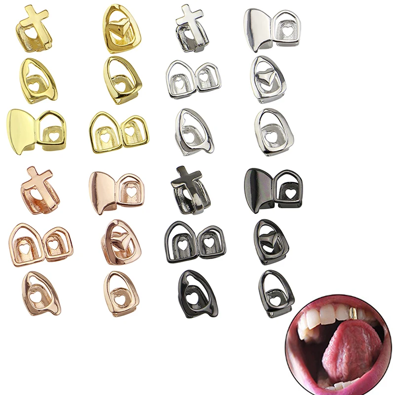 Позолоченные одиночные скобы позолоченные хип-хоп Зубные коронки Верхняя Нижняя