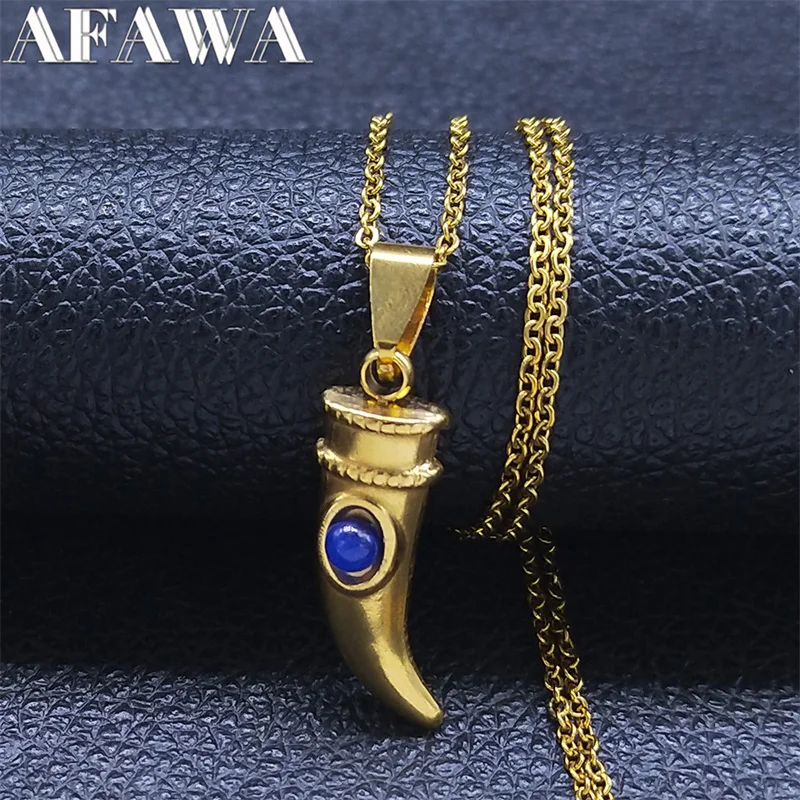 Мужские и женские ожерелья из нержавеющей стали с волчьими зубьями |