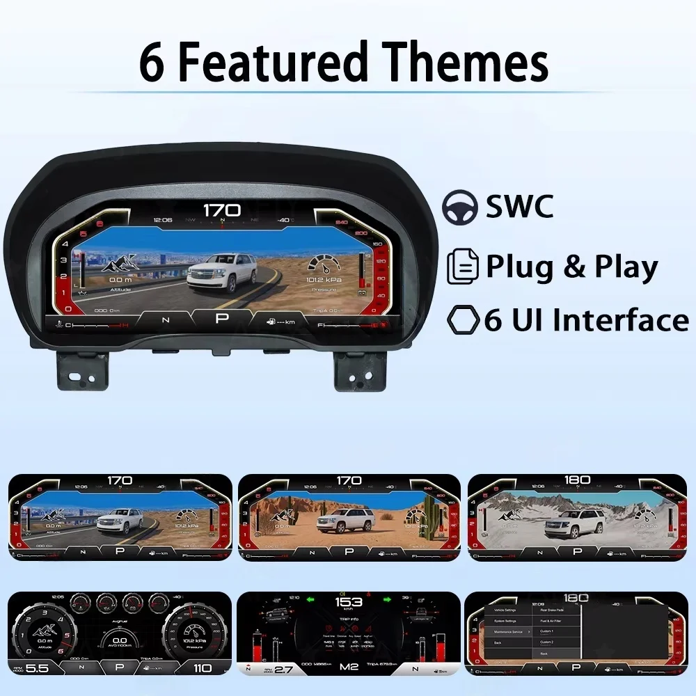 Фото Цифровая приборная панель LCD для Chevrolet Silverado 2014-2019, GMC Sierra, виртуальный спидометр, экран приборной панели №1