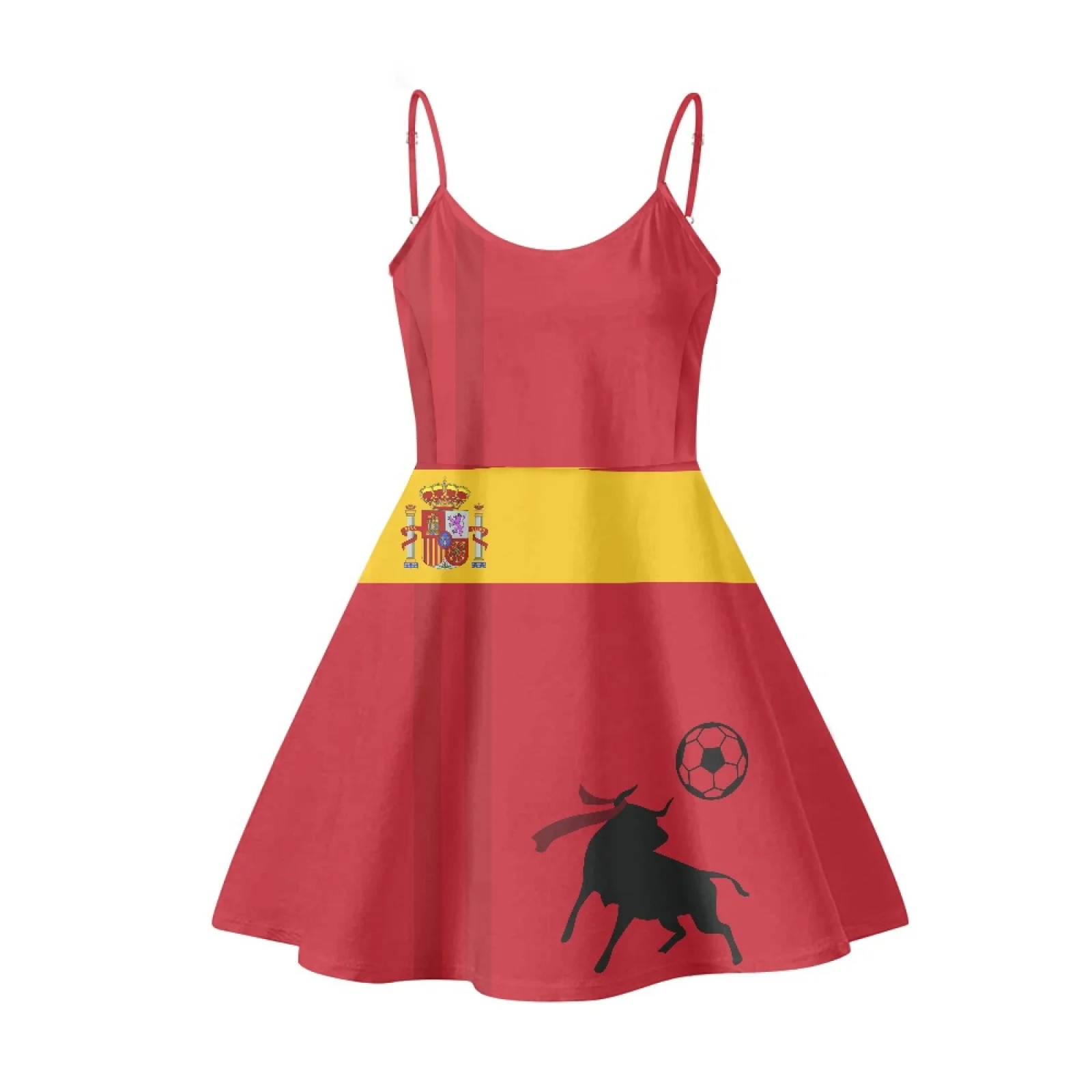 

Spain Football Soccer Game 2022 Prints Women Elegant Party Dress Summer Tropical Hawaiian Sundress for Girls Vestido Mujer