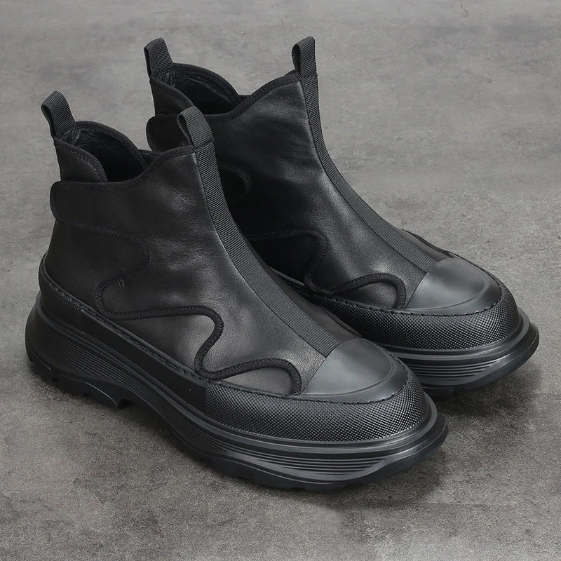 

Мужская обувь, новинка, мужские кожаные высокие туфли на толстой подошве