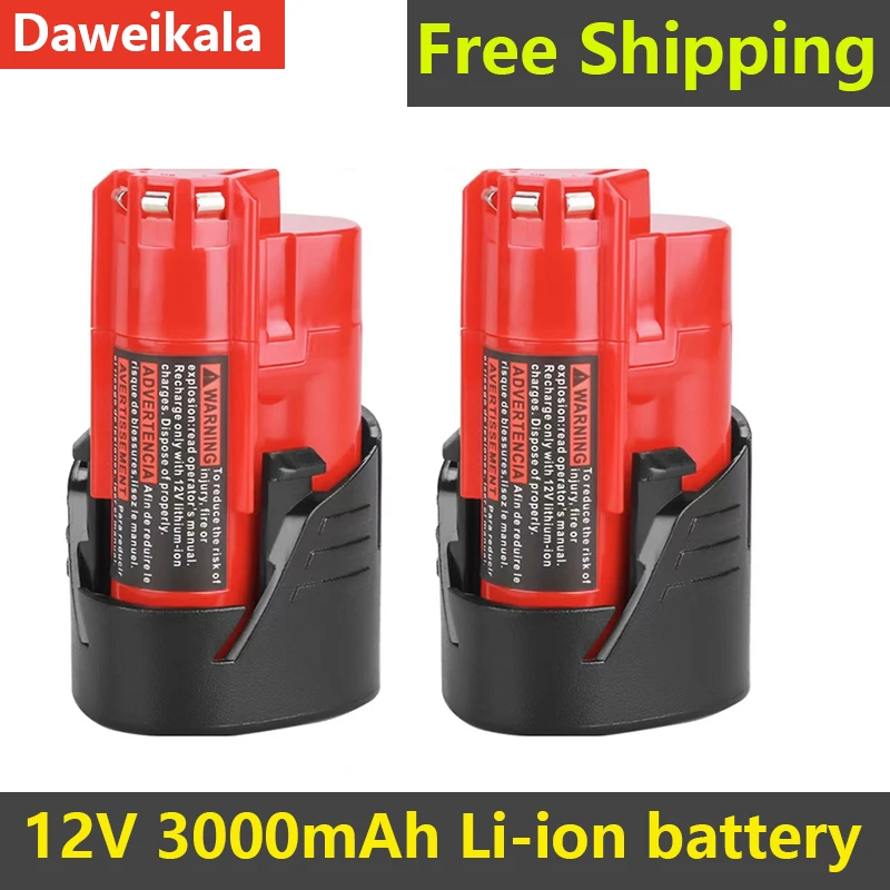 2023 New TURPOW 12V 6000MAH Rechargeable battery for Milwaukee M12 XC cordless tool 48-11-2402 48-11-2411 48-11-2401 MIL-12A-L
