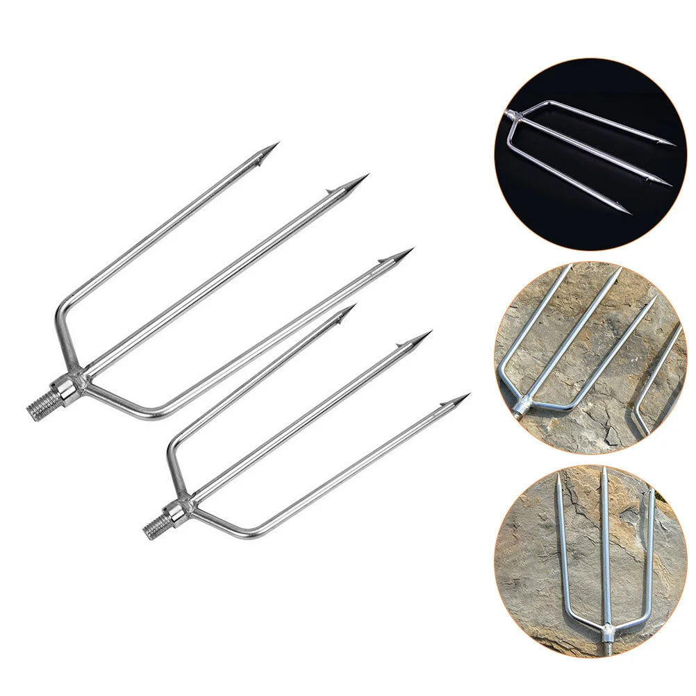 

2 Pcs Fishing Supplies Outdoor Tools Multi-use Equipment Fishgig Accessory Tackle Stainless Steel Metal Barb Spears