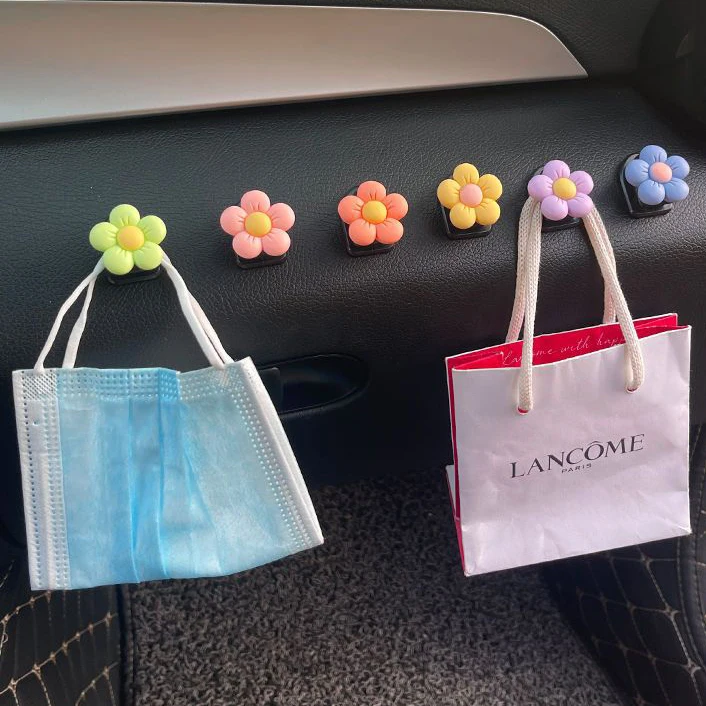 

Mini Hooks with Flor Flower Decor Car Dashboard Paste Small Hook Creative Colorful Flower Hook Decoration Accessories