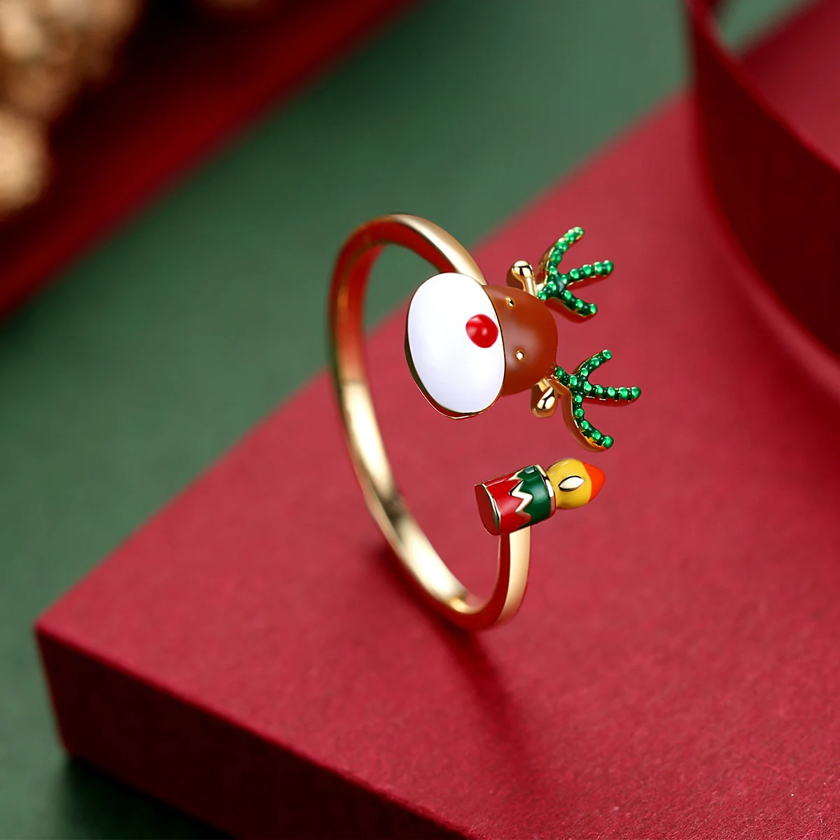 

S925 Silver2022 New Hot Selling INS Wind Romantic Ladies Elk Opening Adjustable Ring Fashion Christmas Limited Ladies Cute Gift