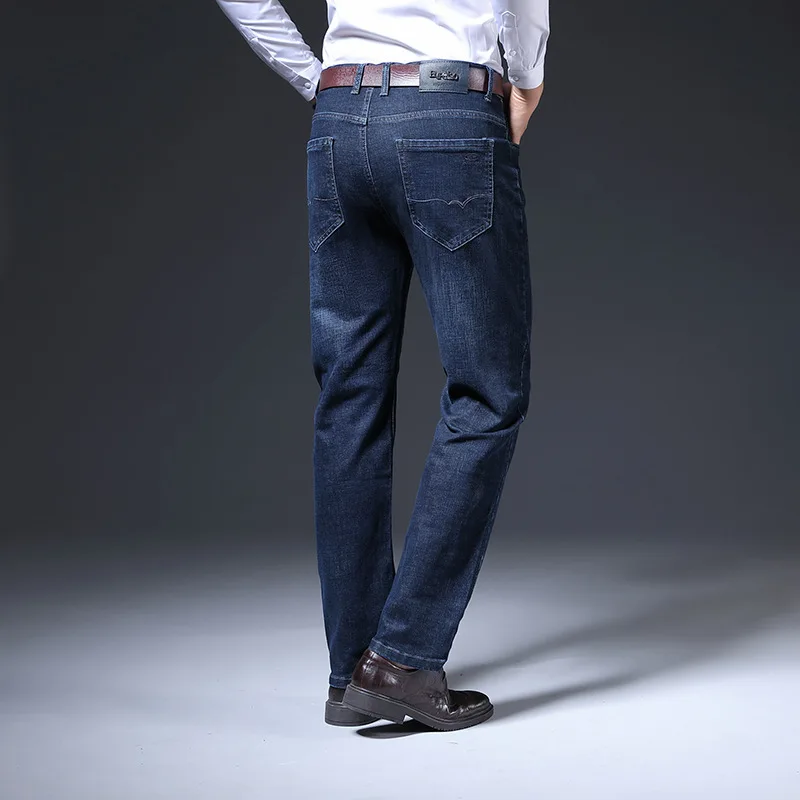 2022 New Young and Middle-aged Men's Jeans Men's Business Casual Pants Men's Fashion Straight Tube Thickened Korean Men's Pants